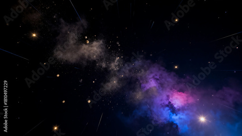 Cosmic Nebula with Stars and Dust Clouds in Space