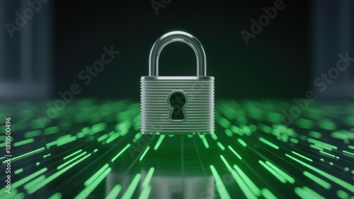 Wallpaper Mural Technology of degital privacy for startup. Digital padlock with glowing lines representing security and data protection. Torontodigital.ca