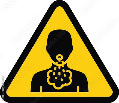 Warning sign human anatomy thyroid gland health risk danger symbol illustration vector