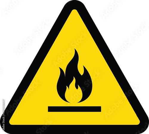 Flammable material warning sign triangle hazard symbol fire danger alert safety icon alerting cautionary information vector