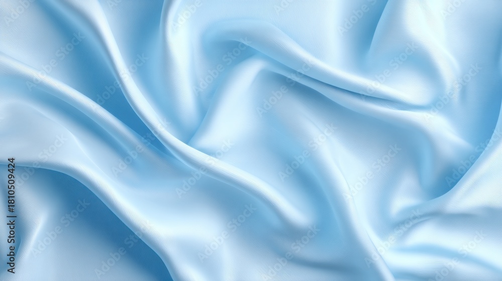 Fototapeta premium Draped, light blue fabric with gentle folds and soft, diffused lighting
