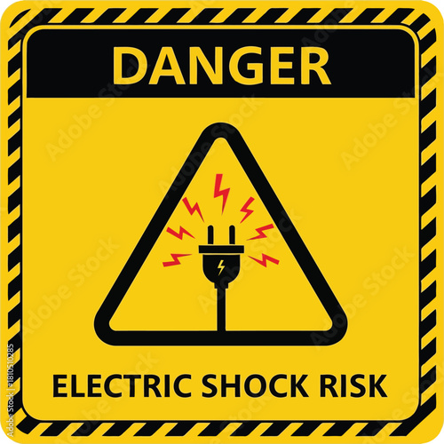 High voltage danger electric shock risk warning sign alert symbol danger zone hazard safety vector