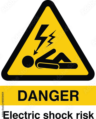 Electrical hazard warning sign danger high voltage electric shock risk symbol isolated vector