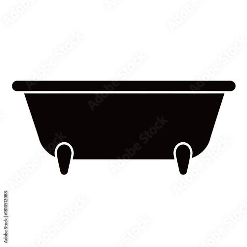 black and white vector icons showcasing different styles of bathtubs and clawfoot tubs, representing relaxation, hygiene, bathroom fixtures, and luxury plumbing