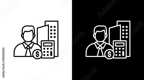 Corporate Accountant White Icon Set Design