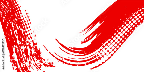 Straight red ink vector lines pack. Bloody color long and round hand-drawn brushstroke text highlights, frames, circles. Asian calligraphy brushstroke set.