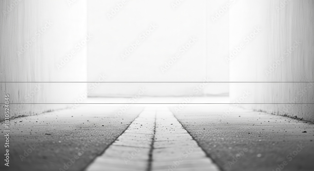 Fototapeta premium Abstract Monochrome Perspective of Roadway Leading To The Horizon With Lines And Walls