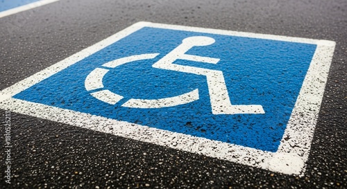 Accessible Parking Spot Sign Painted On Asphalt Ready For Handicapped Usage