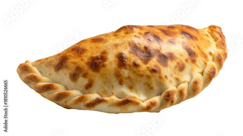 Golden Brown Baked Empanada with Braided Crust pastry isolated on a transparent background