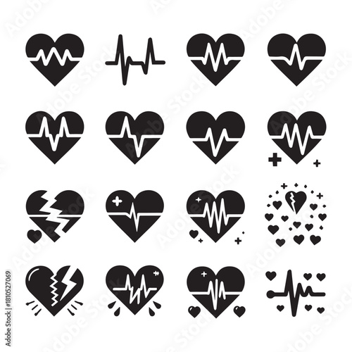 Heart Rate Line Illustrations — Medical SVG/PNG Graphic Bundle