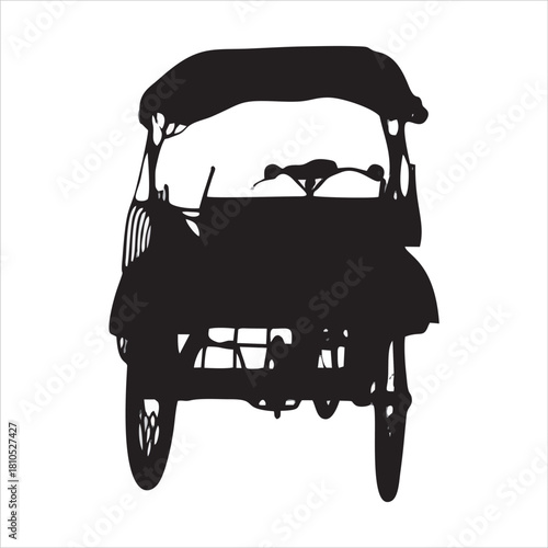 Traditional Asian Pedicab (Rickshaw) Silhouette Vector Illustration, Ideal for Travel and Culture Designs.