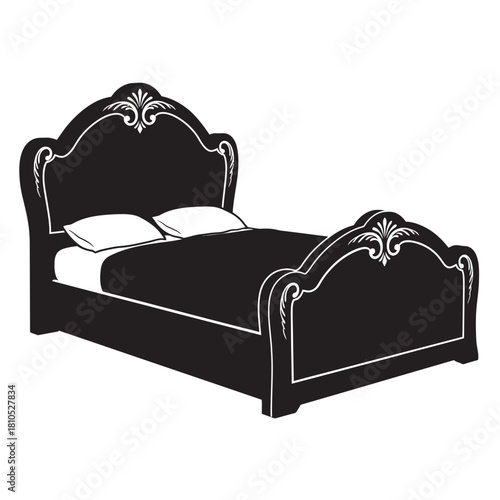 Black and white vector icons of a double and single bed, symbolizing sleep, relaxation, hotel accommodation, furniture, and bedroom comfort.
