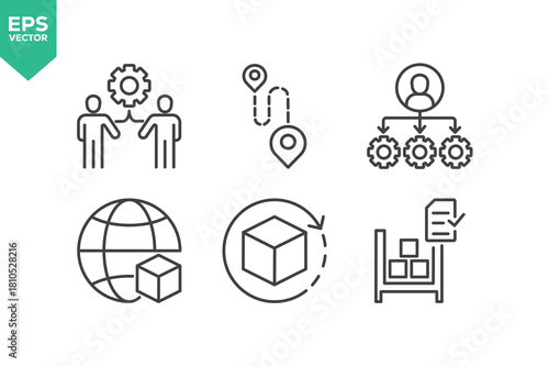 Set Of Workflow Icons. Outline Symbols Elements Collection.