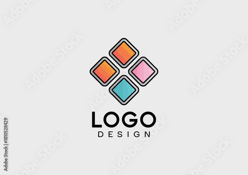 An eye-catching logo design featuring colorful quadrants and overlapping shapes, ideal for design agencies or creative projects emphasizing color and creativity.