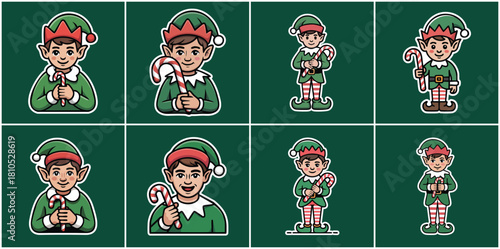 Christmas elves collection with transparent background