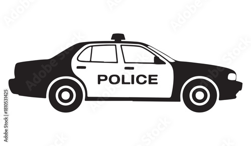  Black and white silhouette of a police car with the word police on the side