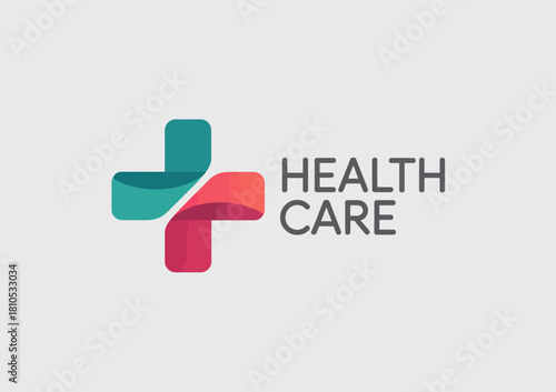An artistic logo design for Health Care featuring colorful elements that convey a sense of care, professionalism, and the vitality of health services in a modern age.