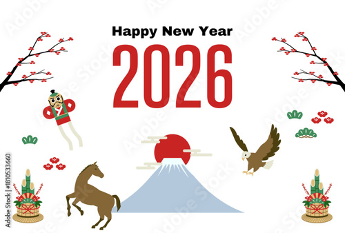 New Year Lucky Motif Icon Set 2026 – Color / 2026年お正月・縁起物アイコンセット（カラー）