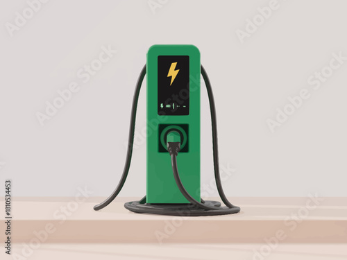 A sleek illustration of an electric vehicle charging station, representing the shift towards sustainable energy solutions and the future of transportation technology.