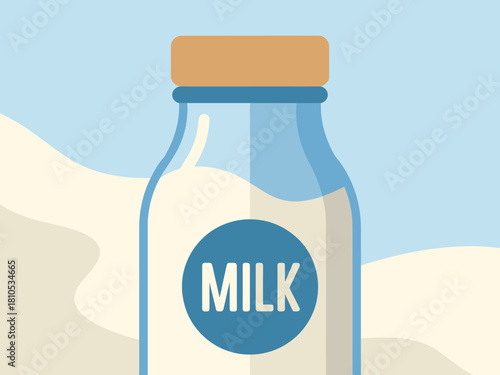 This image features a stylish milk bottle with a wooden cap against a soft background, symbolizing freshness, purity, and a modern approach to classic dairy packaging design.