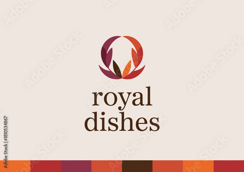 This sophisticated logo design for 'Royal Dishes' elegantly showcases premium dining, reflecting quality and luxury in culinary art suitable for upscale food businesses and restaurants.