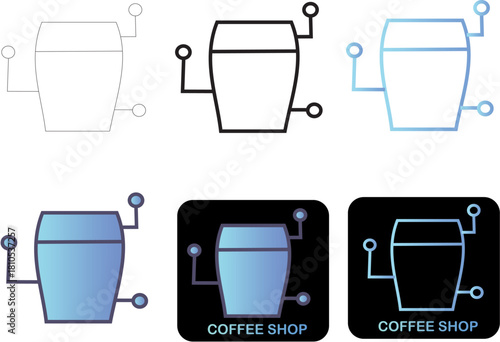 Coffee Shop Minimalist Icon Set Gradient Design Variations for Digital and Print Media