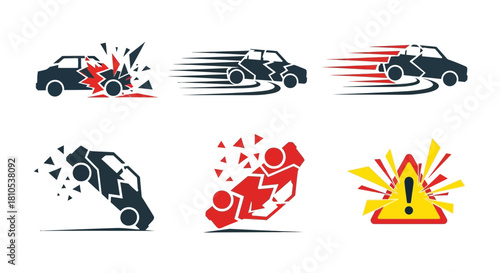 Car Accident Icon Set
