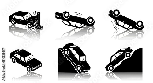 Car accident icons and illustrations