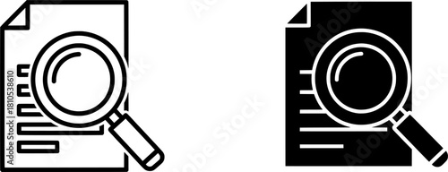 Document Search Magnifying Glass Minimal Icon Vector