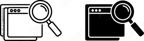 Document Search Magnifying Glass Minimal Icon Vector