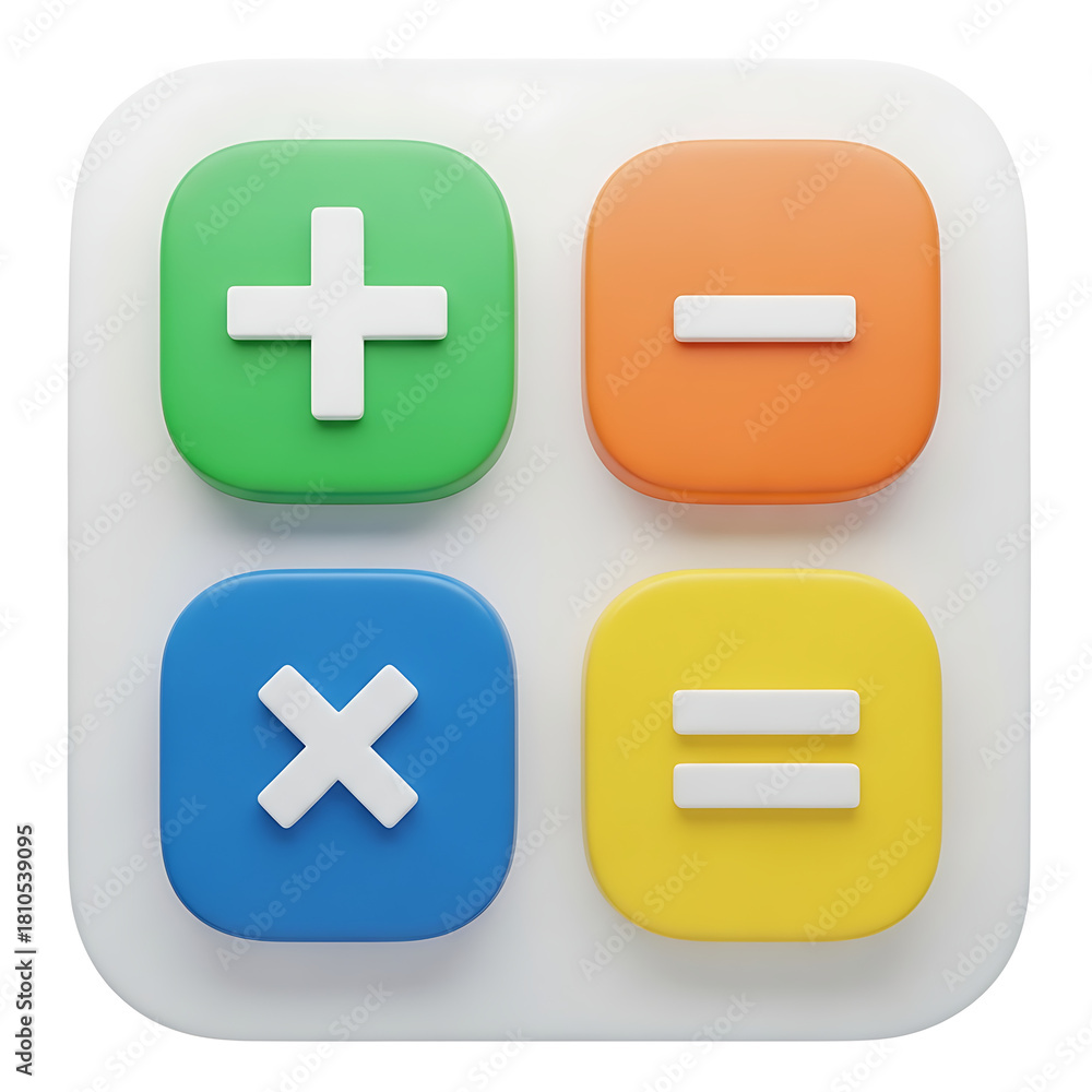 Fototapeta premium Colorful calculator app icon with basic math symbols