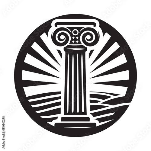 “Ancient Greek Ionic Column Vector Illustration”
