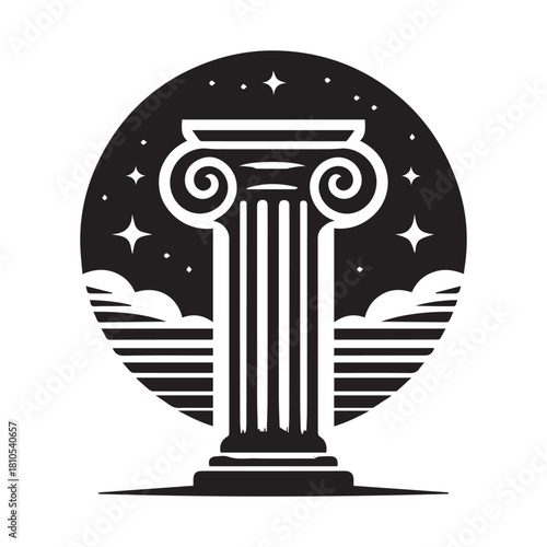 “Ancient Greek Ionic Column Vector Illustration”