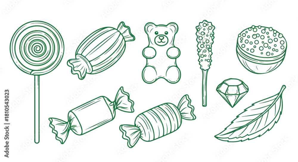 Obraz premium Candy assortment outline style with transparent background