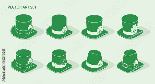 Green top hats with shamrocks for St. Patrick's Day