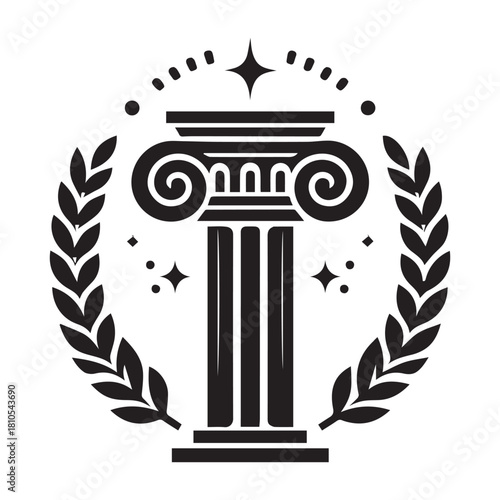 “Ancient Greek Ionic Column Vector Illustration”