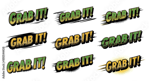 Grab it! text burst with transparent background
