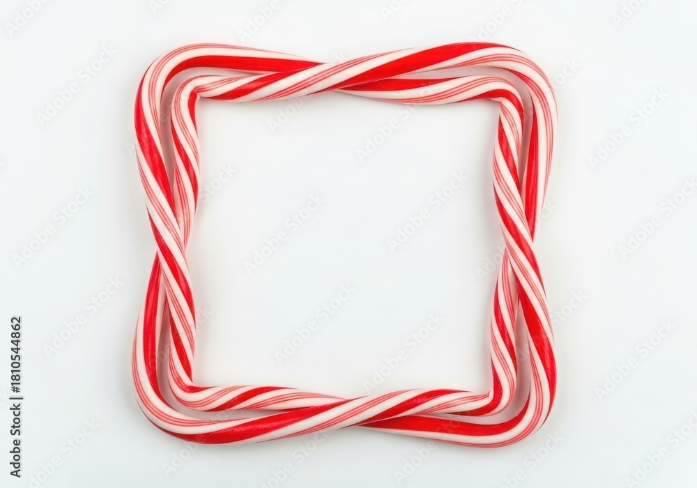 Fototapeta premium Square frame made of candy canes isolated on white background