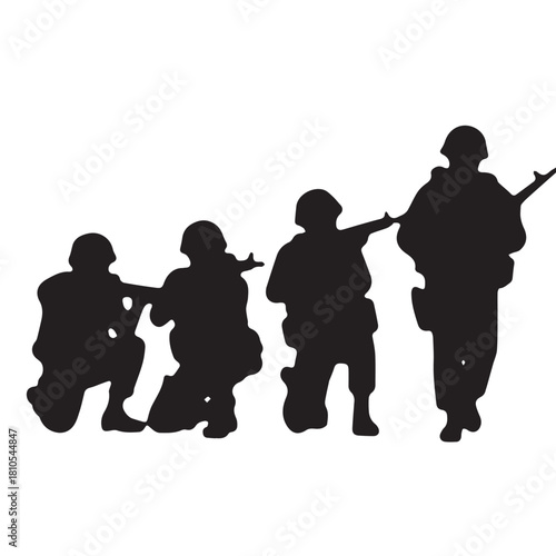 Silhouette of modern troops in Middle East silhouette