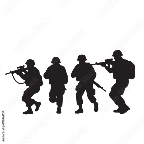 Silhouette of modern troops in Middle East silhouette