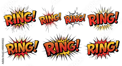 Comic book style ring sound effect with transparent background