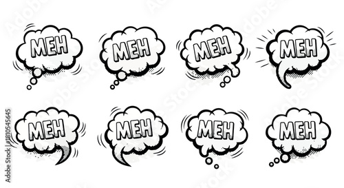 Meh speech bubble set with transparent background