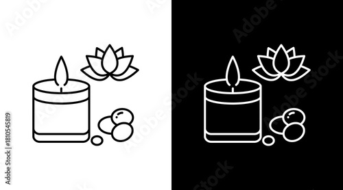 Candles White Icon Set Design