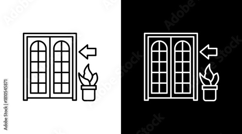 Front Door White Icon Set Design