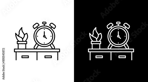 Alarm Clock White Icon Set Design