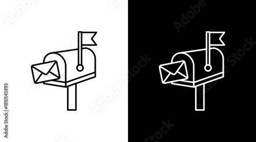 Mailbox White Icon Set Design