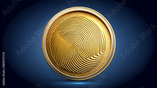 gold coin on black background circle pattern metal spiral illustration design