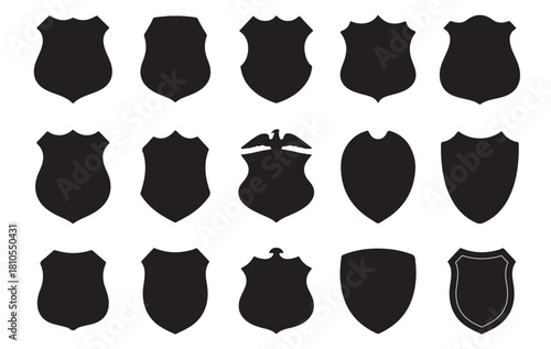Collection of various shield icons, representing security, protection, and badges