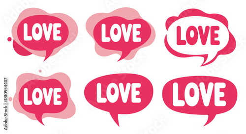 Love speech bubbles with transparent background