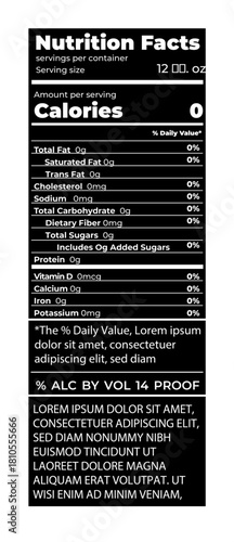 Nutrition facts for liquid labels